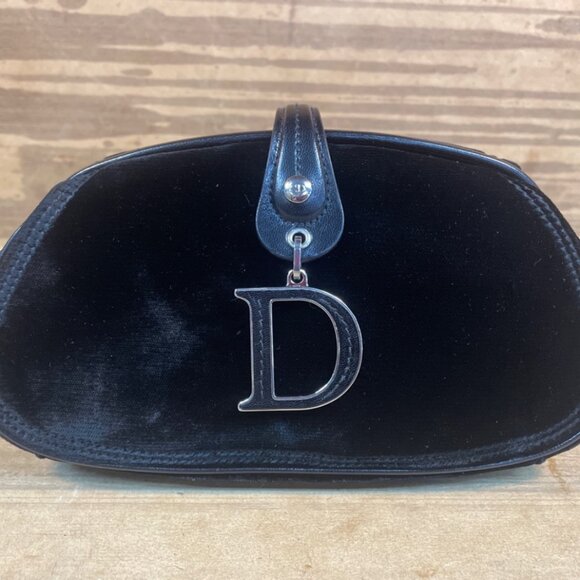Christian Dior Velvet D Charm Clutch * Authentic * - Picture 1 of 12